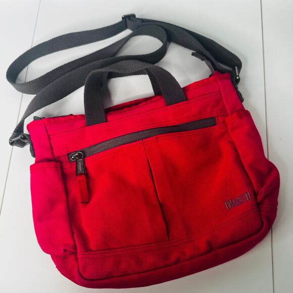 Duluth Trading Co. Canvas Cross Body Travel Messenger Style Shoulder Bag Red - Picture 1 of 8
